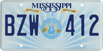 MS license plate BZW412