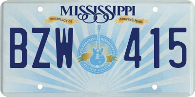 MS license plate BZW415