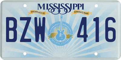MS license plate BZW416