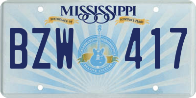 MS license plate BZW417