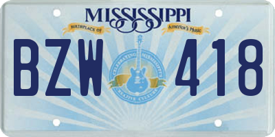 MS license plate BZW418