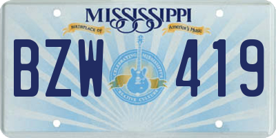 MS license plate BZW419