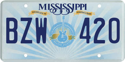 MS license plate BZW420