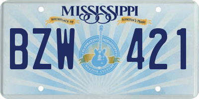 MS license plate BZW421