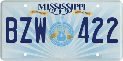 MS license plate BZW422