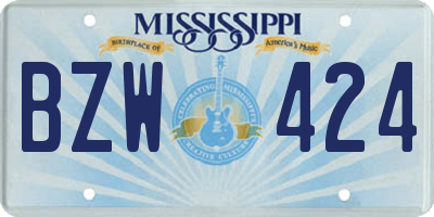MS license plate BZW424