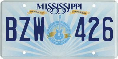 MS license plate BZW426