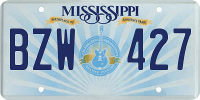 MS license plate BZW427