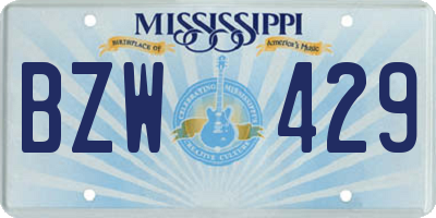 MS license plate BZW429