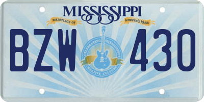 MS license plate BZW430