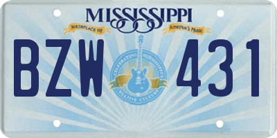 MS license plate BZW431