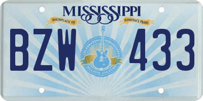 MS license plate BZW433