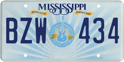 MS license plate BZW434