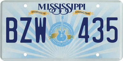 MS license plate BZW435