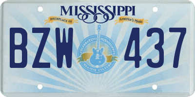 MS license plate BZW437