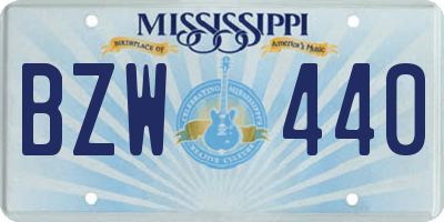 MS license plate BZW440