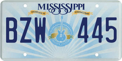 MS license plate BZW445