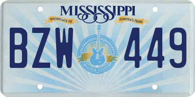 MS license plate BZW449