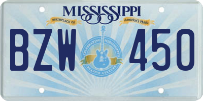 MS license plate BZW450