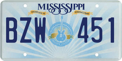 MS license plate BZW451