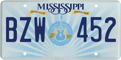 MS license plate BZW452