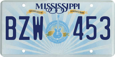 MS license plate BZW453