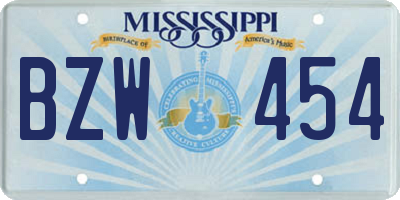 MS license plate BZW454