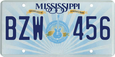MS license plate BZW456