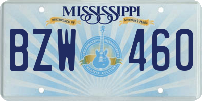 MS license plate BZW460