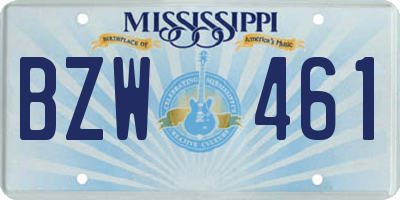 MS license plate BZW461