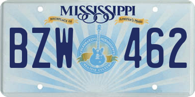 MS license plate BZW462