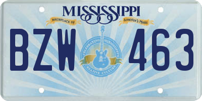 MS license plate BZW463