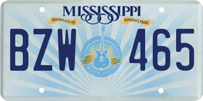MS license plate BZW465