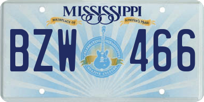 MS license plate BZW466
