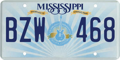 MS license plate BZW468