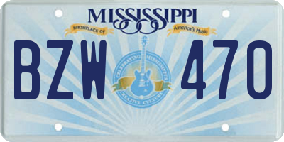 MS license plate BZW470