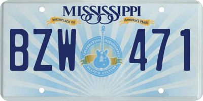 MS license plate BZW471