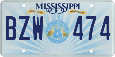 MS license plate BZW474