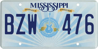 MS license plate BZW476
