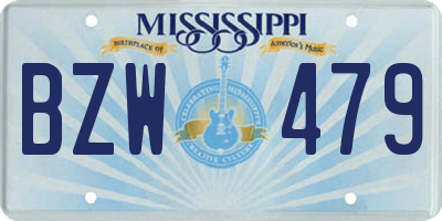 MS license plate BZW479