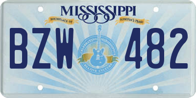 MS license plate BZW482