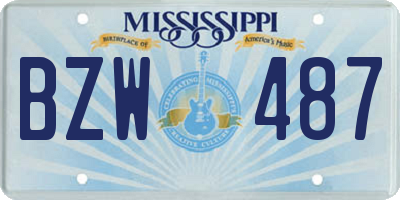 MS license plate BZW487