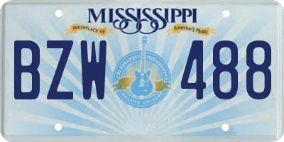 MS license plate BZW488