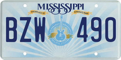 MS license plate BZW490
