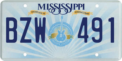 MS license plate BZW491