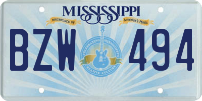 MS license plate BZW494