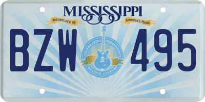 MS license plate BZW495