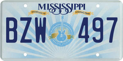 MS license plate BZW497