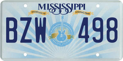 MS license plate BZW498