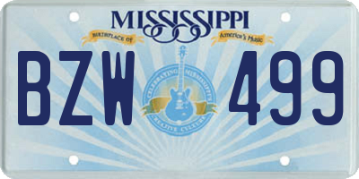 MS license plate BZW499